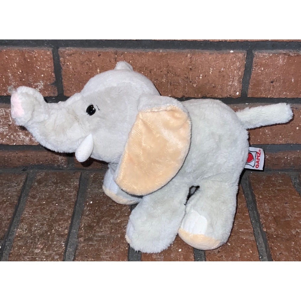 Ganz Velvety Elephant Plush Stuffed Animal Grey Peach HM167 - Picture 2 of 4